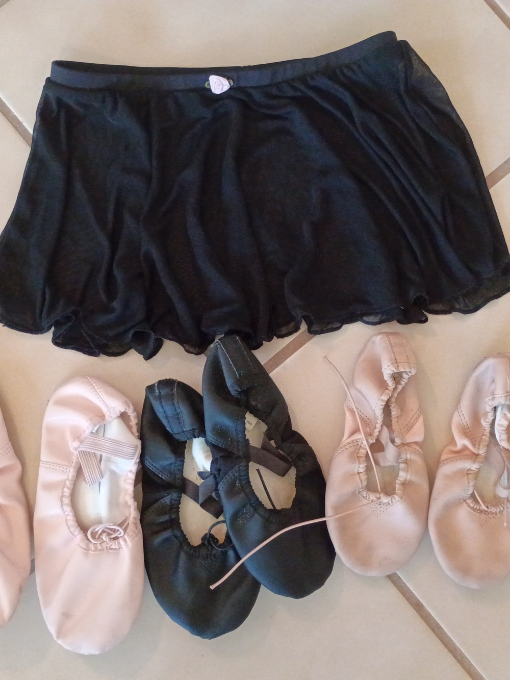 Ballet Lot Black Dance Skirt - And 3 Pairs Of Ballet Shoes Size 12 And 1